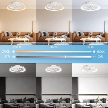 Aigostar - LED Stmievateľný stropný ventilátor LED/40W/230V 2700-6500K pr. 48 cm + diaľkové ovládanie biela