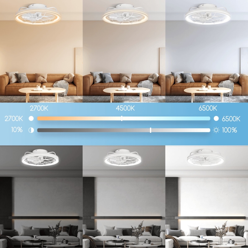 Aigostar - LED Stmievateľný stropný ventilátor LED/40W/230V 2700-6500K pr. 48 cm + diaľkové ovládanie biela