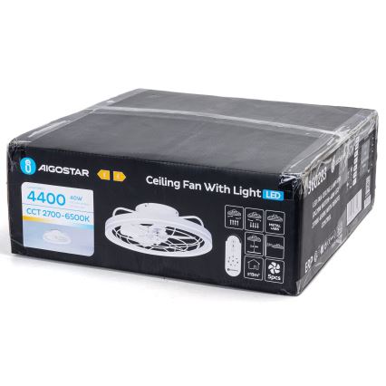 Aigostar - LED Stmievateľný stropný ventilátor LED/40W/230V 2700-6500K pr. 48 cm + diaľkové ovládanie biela
