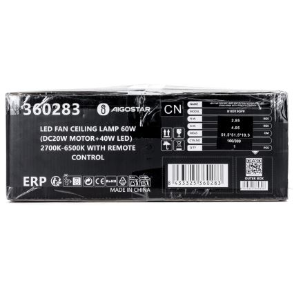 Aigostar - LED Stmievateľný stropný ventilátor LED/40W/230V 2700-6500K pr. 48 cm + diaľkové ovládanie biela