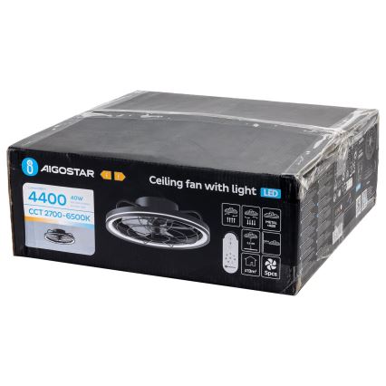 Aigostar - LED Stmievateľný stropný ventilátor LED/40W/230V 2700-6500K pr. 48 cm + diaľkové ovládanie čierna