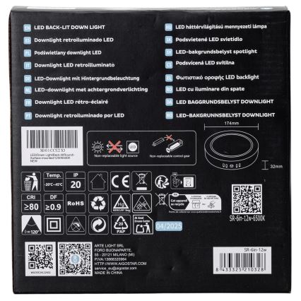 Aigostar - LED Stropné prisadené svietidlo LED/12W/230V pr. 17,4 cm 6500K biela