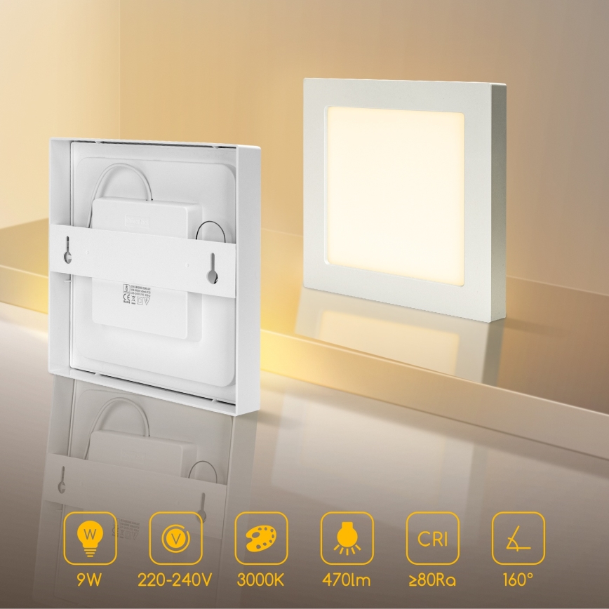 Aigostar - LED Stropné prisadené svietidlo LED/9W/230V 3000K 12,2x12,2 cm biela