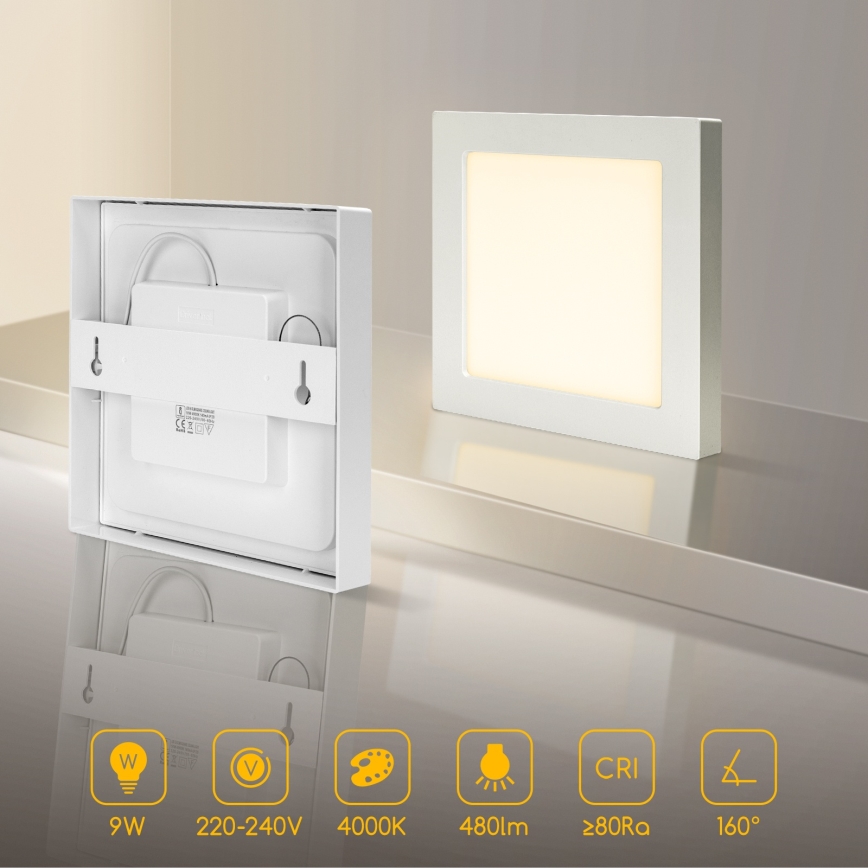 Aigostar - LED Stropné prisadené svietidlo LED/9W/230V 4000K 12,2x12,2 cm biela