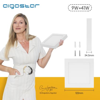 Aigostar - LED Stropné prisadené svietidlo LED/9W/230V 4000K 12,2x12,2 cm biela