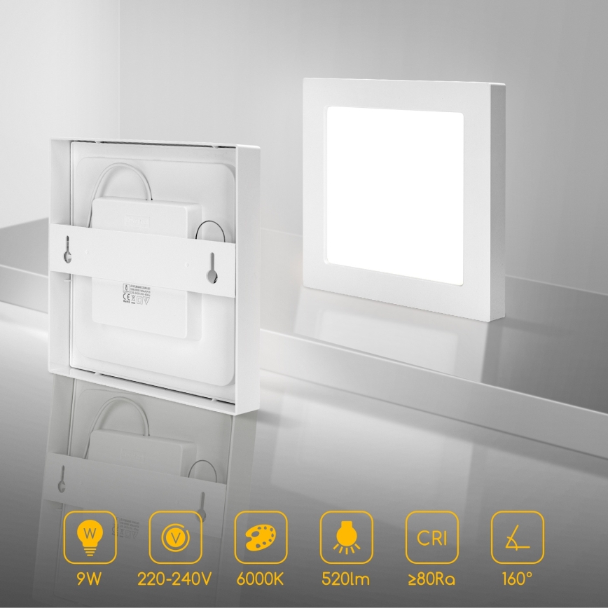 Aigostar - LED stropné prisadené svietidlo LED/9W/230V 6000K 12,2x12,2 cm biela