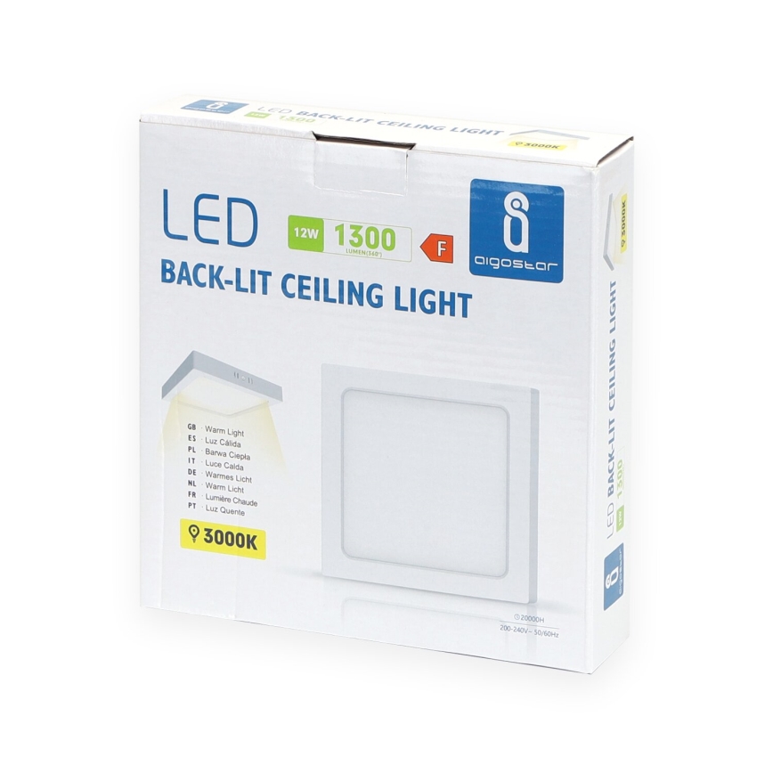 Aigostar - LED Stropné svietidlo LED/12W/230V 17,3x17,3 cm 3000K biela
