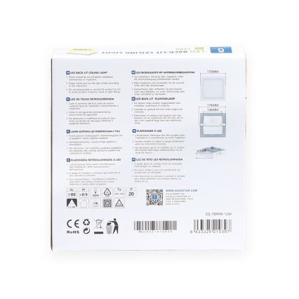 Aigostar - LED Stropné svietidlo LED/12W/230V 17,3x17,3 cm 3000K biela