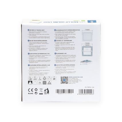 Aigostar - LED Stropné svietidlo LED/12W/230V 17,3x17,3 cm 4000K biela