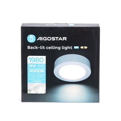 Aigostar - LED Stropné svietidlo LED/18W/230V pr. 22,6 cm 3000K biela