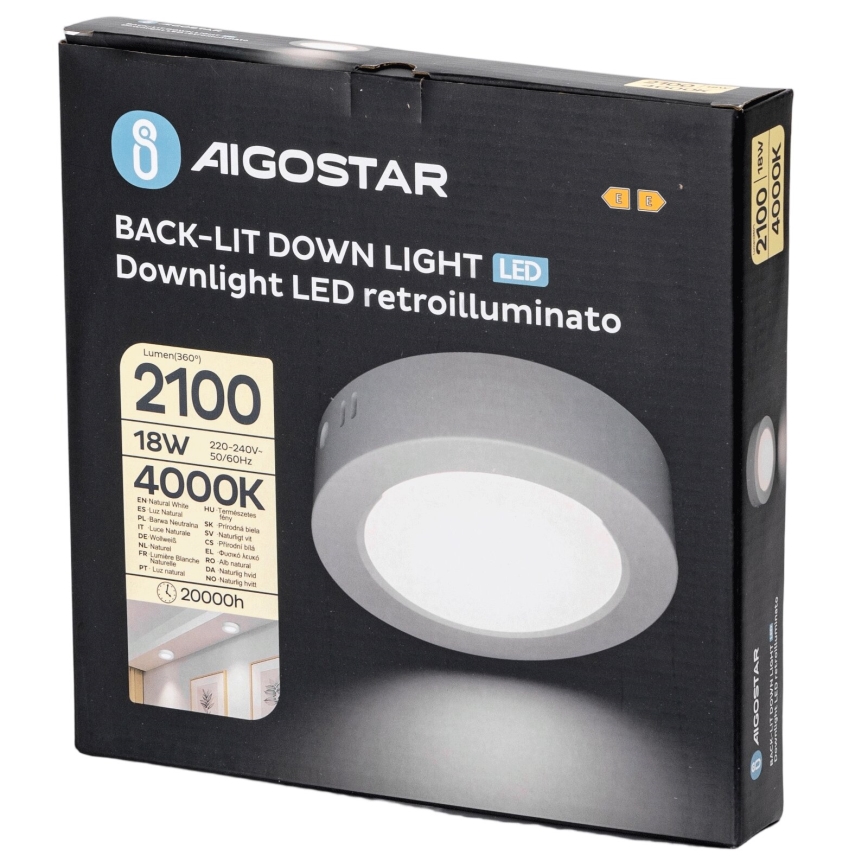 Aigostar - LED Stropné svietidlo LED/18W/230V pr. 22,6 cm 4000K biela