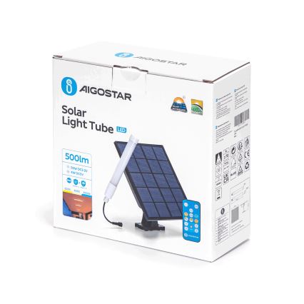 Aigostar - LED Stmievateľná trubica so solárnym panelom LED/3,2V 3000K/4000K/6500K IP65 5000 mAh + diaľkové ovládanie