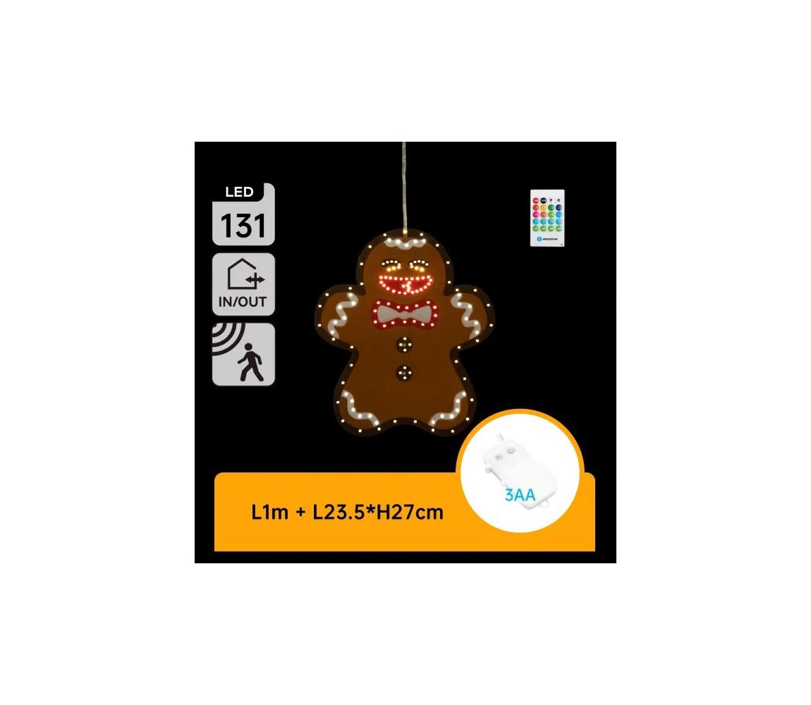 B.V. - LED vianočná dekorácia 131xLED/3xAA IP44 + DO perníček 27 cm B10303AAEC