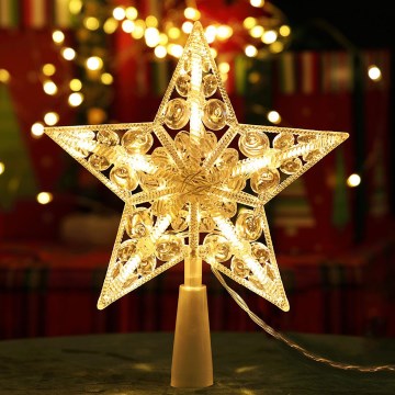Aigostar - LED vianočná dekorácia hviezda, 16xLED, napájanie 3xAA, teplá biela