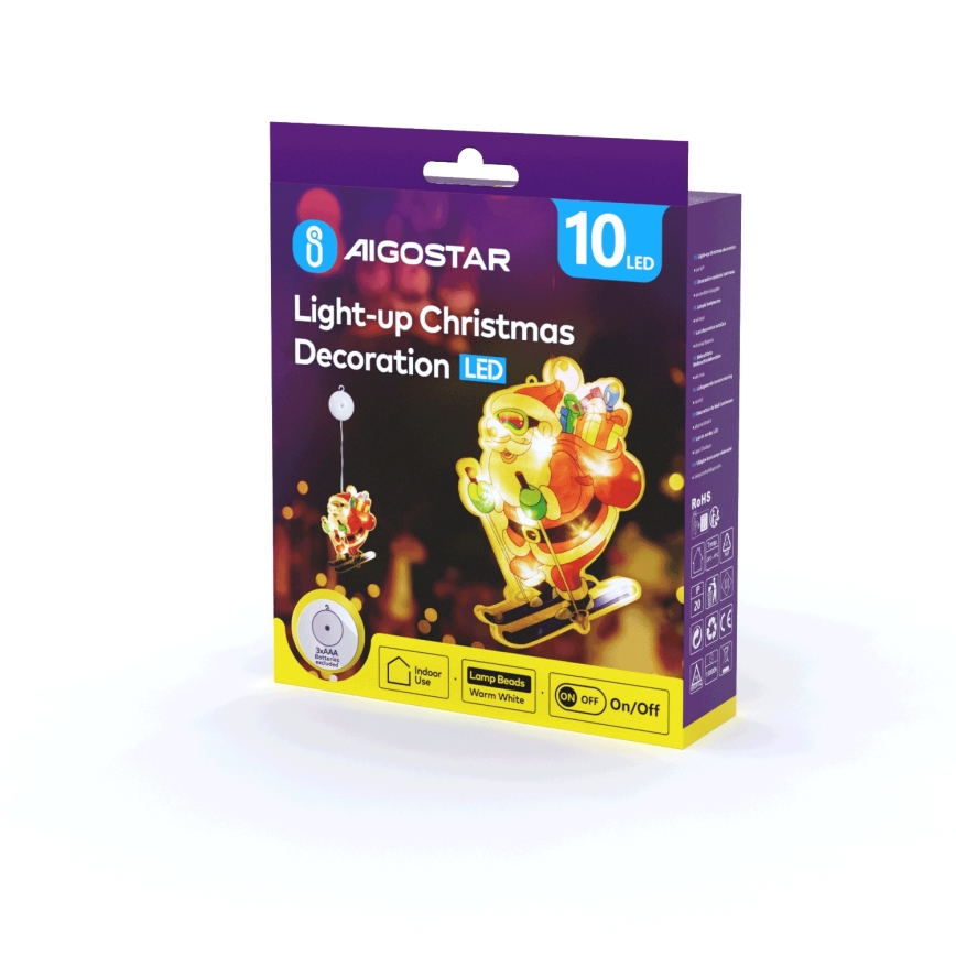 Aigostar - LED Vianočná dekorácia LED/3xAAA Santa na lyžiach 23cm