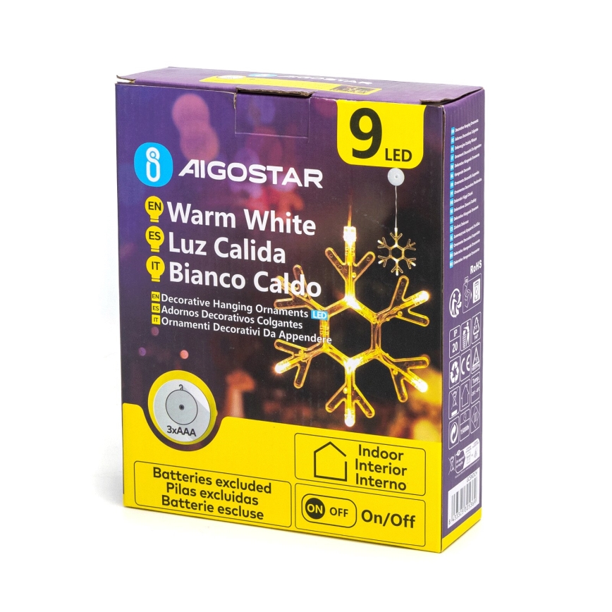 Aigostar - LED Vianočná dekorácia LED/3xAAA teplá biela vločka 19cm