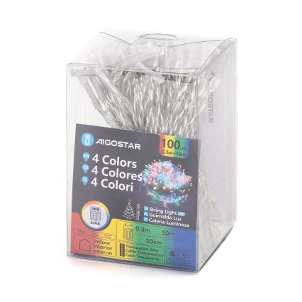 Aigostar - LED Vianočná reťaz 100xLED/3xAA 10,3m multicolor