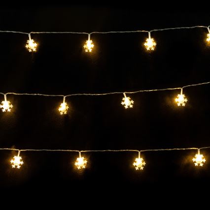 Aigostar - LED Vianočná reťaz 10xLED/3xAA 1,5m teplá biela vločky