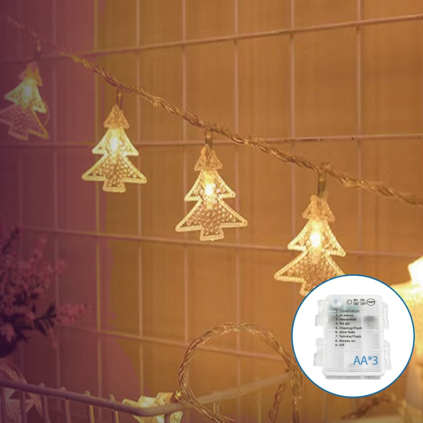 Aigostar - LED Vianočná reťaz 20xLED/3xAA 3,3m stromčeky