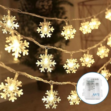 Aigostar - LED Vianočná reťaz 20xLED/3xAA 3,3m vločky