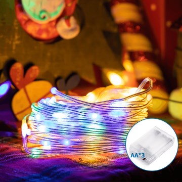 Aigostar - LED Vianočný reťazec 100xLED/3xAA 10,3m viacfarebný