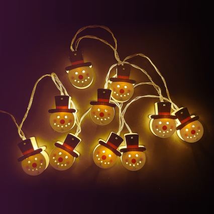 Aigostar - LED vianočný reťazec 10xLED/3xAA 1,5m teplá biela snehuliak