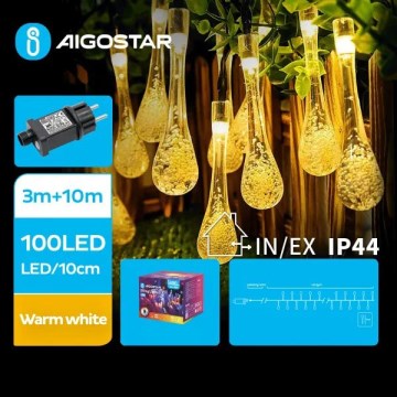 Aigostar - LED Vonkajší dekoračný reťaz 100xLED/8 funkcií 13m IP44 teplá biela