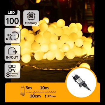 Aigostar - LED vonkajší dekoratívny reťazec 100xLED/8 funkcií 10m IP44 teplá biela
