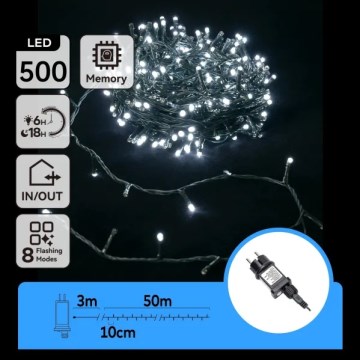 Aigostar - LED vonkajší reťaz 500×LED/8 funkcií 53 m IP44 studená biela