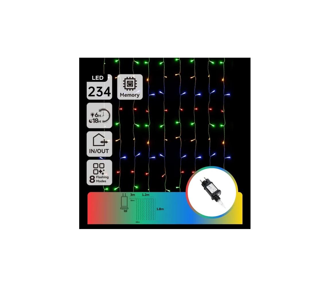 B.V. - LED vonkajší svetelný reťaz 234xLED/8 funkcií 1,2x1,8 m IP44 viacfarebný B10303ABHR