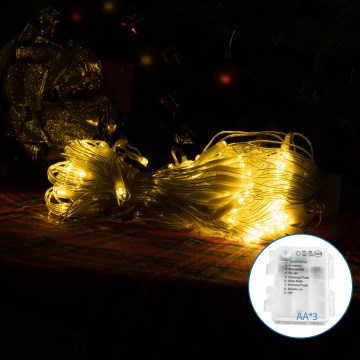 Aigostar - LED Vonkajší vianočný reťaz 100xLED/8 funkcií 3xAA 8x0,6m IP44 teplá biela
