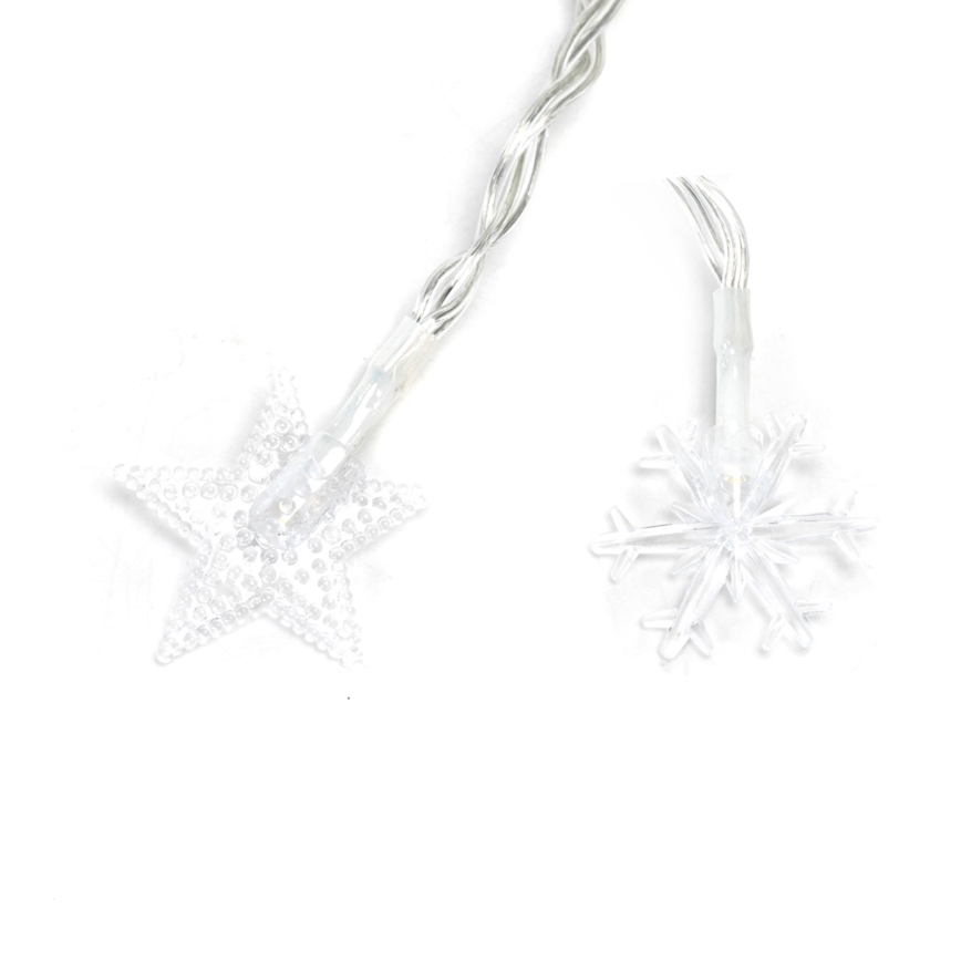 Aigostar - LED vonkajší vianočný svetelný reťazec 100× LED, 8 režimov, napájanie 3× AA, 10 m, IP44, teplá biela, hviezdy