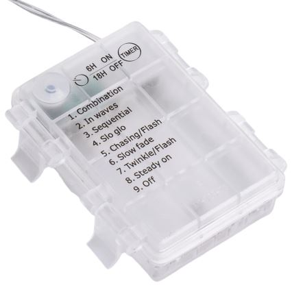Aigostar - LED vonkajší vianočný reťaz 156xLED/8 funkcií 3xAA 4,2x1,2m IP44 studená biela