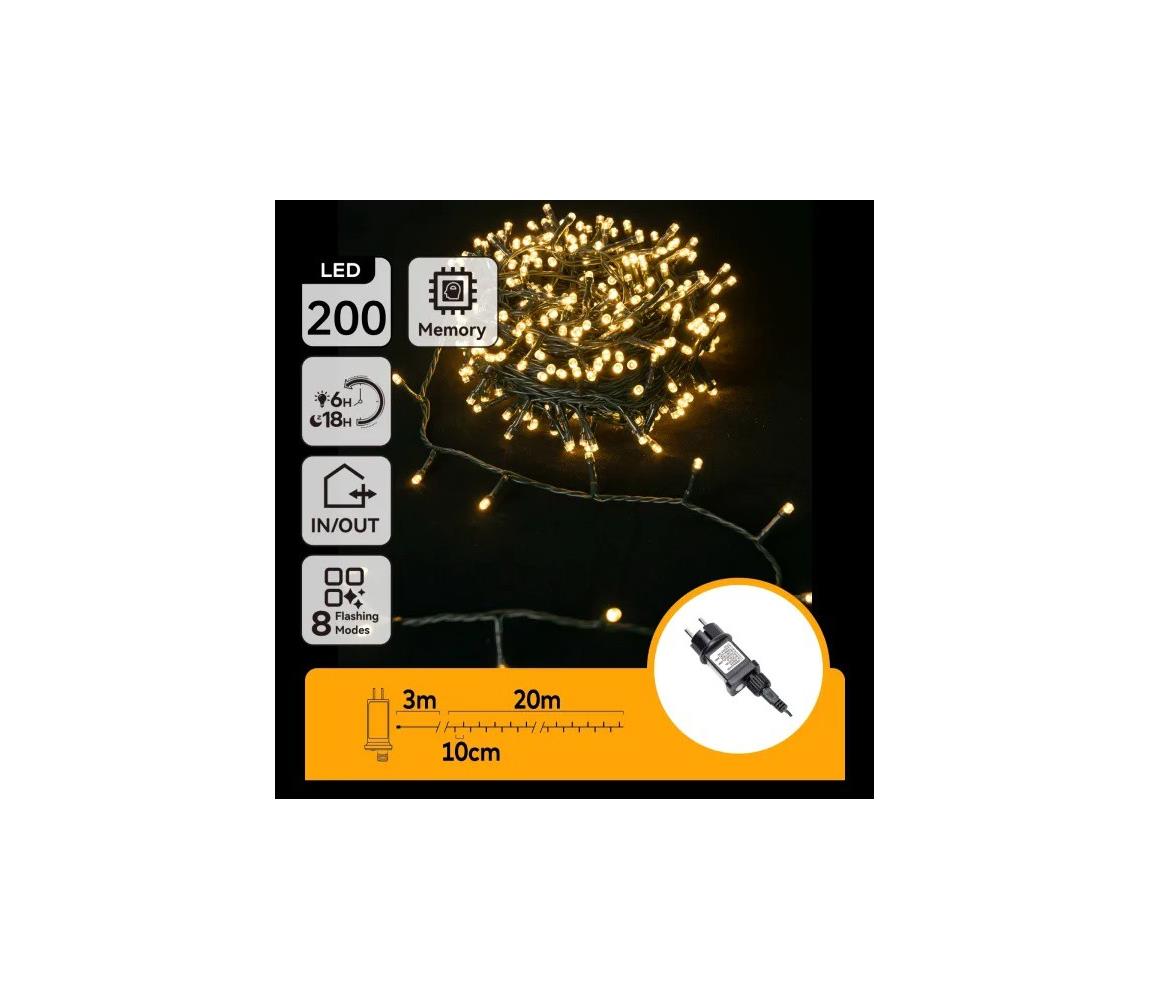 B.V. - LED Vonkajší vianočný reťaz 200xLED/6W/230V 20m IP44 teplá biela B10303ABNP