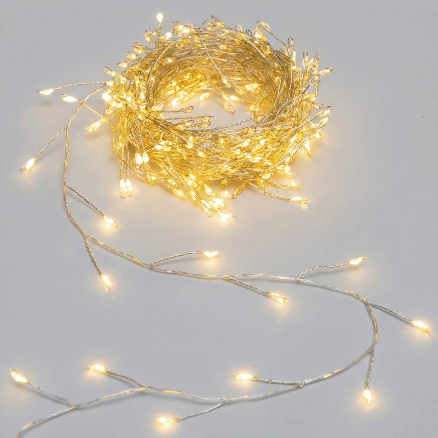 Aigostar - LED vonkajší vianočný reťaz 200xLED/8 funkcií 3xAA 6,3m IP44 teplá biela