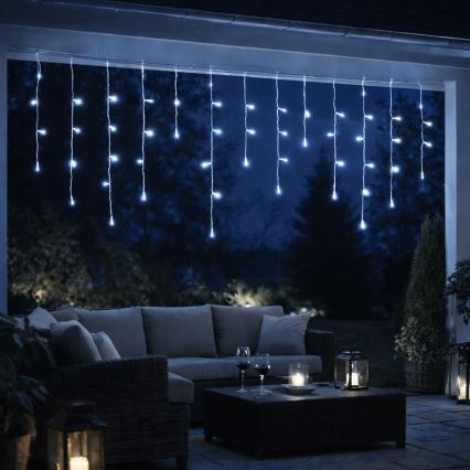 Aigostar - LED vonkajšia vianočná reťaz 300xLED/8 funkcií 3xAA 18x0,6 m IP44 studená biela