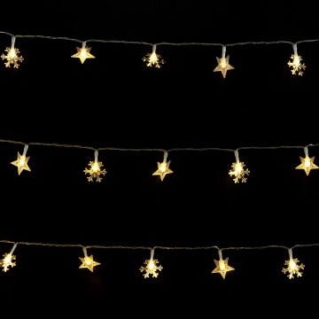 Aigostar - LED Vonkajší vianočný reťaz 50xLED/8 funkcií 3xAA 5m IP44 teplá biela hviezdy