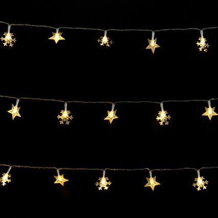 Aigostar - Vonkajší vianočný LED reťaz 50xLED/8 funkcií 3xAA 5m IP44 teplá biela hviezdy