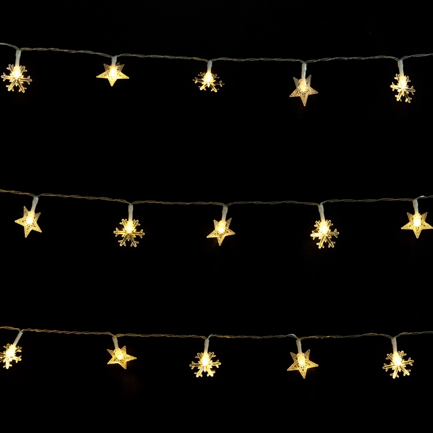 Aigostar - Vonkajší vianočný LED reťaz 50xLED/8 funkcií 3xAA 5m IP44 teplá biela hviezdy