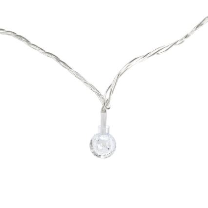 Svetlá s guľovitými tienidlami visia na tenkom striebornom kábli. Tienidlá sú priesvitné a majú jemnú textúru. Celok je na bielom pozadí.