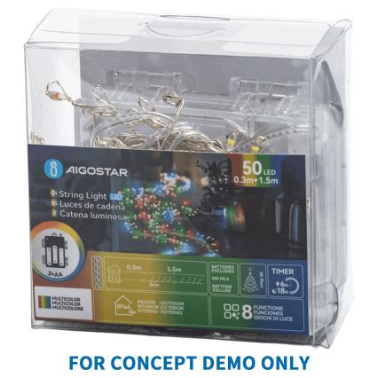 Aigostar - LED Vonkajší vianočný reťaz 72xLED/8 funkcií 3xAA 1,2m IP44 teplá biela