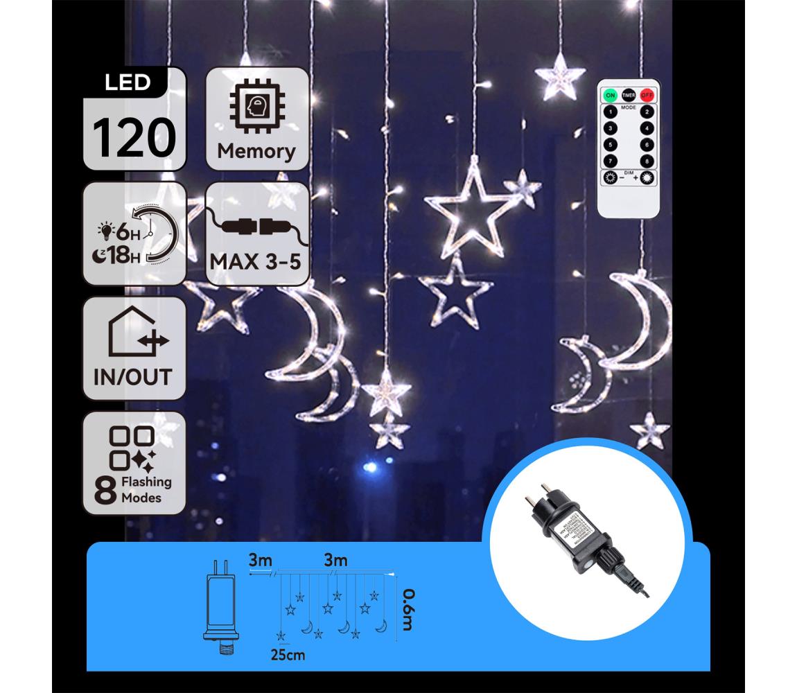 B.V. - LED vonkajší vianočný reťazec 120xLED/6W/230V/8 funkcií 3x0,6m IP44 studená bielaDO B10303S6V