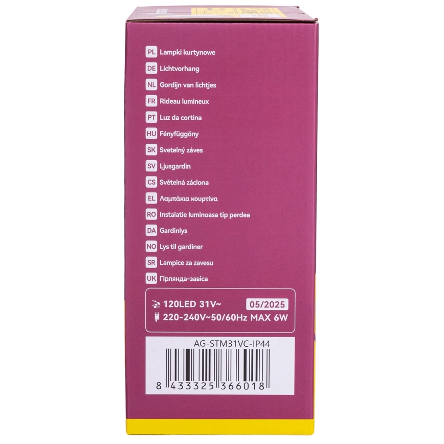 Aigostar - LED Vonkajší vianočný reťaz 120xLED/6W/230V/8 funkcií 3x0,6m IP44 teplá biela + diaľkové ovládanie