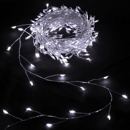 Aigostar - LED Vonkajší vianočný reťaz 50xLED/8 funkcií 3xAA 1,8m IP44 studená biela