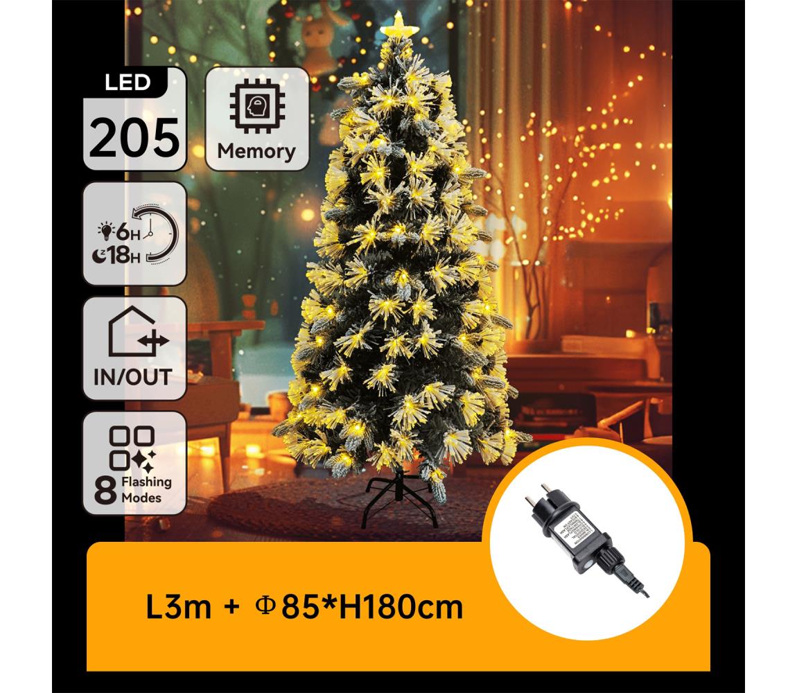 B.V.  - LED vonkajší vianočný stromček 205xLED/6W/230V/8 funkcií  180cm IP44 teplá biela B10303Y2O