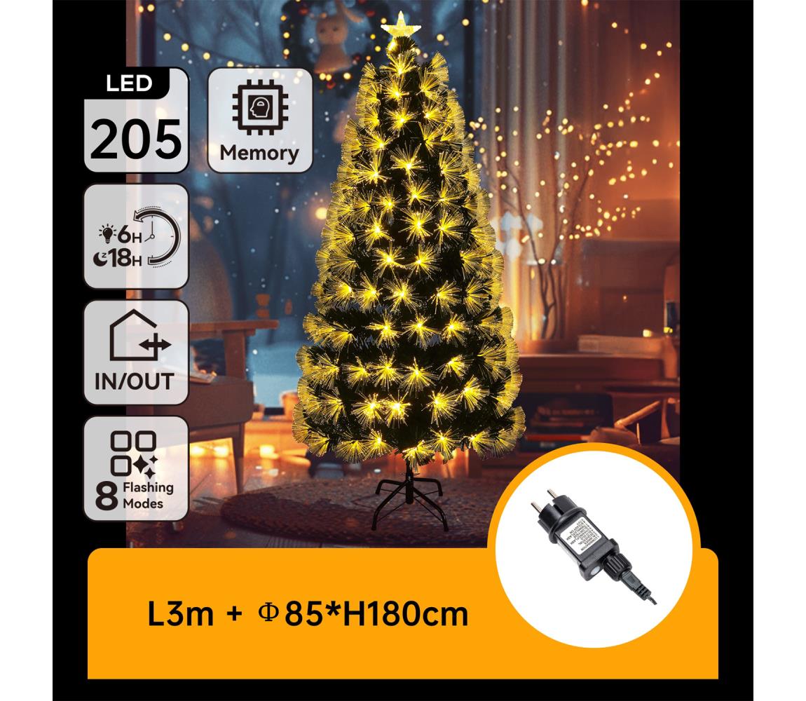 B.V.  - LED vonkajší vianočný stromček 205xLED/6W/230V/8 funkcií  180cm IP44 teplá biela B10303Y3D