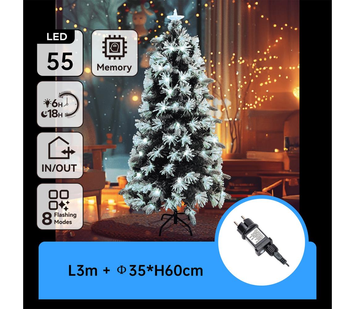 B.V. - LED vonkajší vianočný stromček 55xLED/3,6W/230V/8 funkcií 60cm IP44 studená biela B10303Y2Q