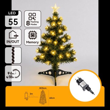 Aigostar - LED Vonkajší vianočný stromček 55xLED/8 funkcií 0,6 m IP44 teplá biela