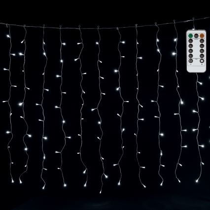 Aigostar - LED Vonkajší vianočný reťazec 300xLED/8 funkcií 3x1m IP44 studená biela + diaľkové ovládanie