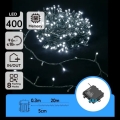 Aigostar - LED vonkajší vianočný svetelný reťazec, 400 LED, 8 funkcií, napájanie 4× AA, dĺžka 20,3 m, IP44, studená biela